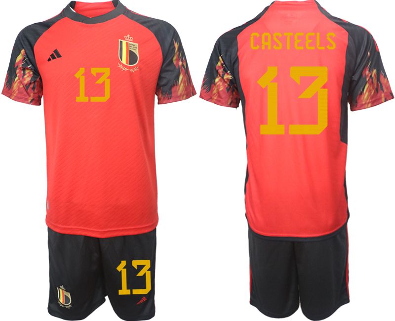 Men 2022 World Cup National Team Belgium home red #13 Soccer Jerseys->argentina jersey->Soccer Country Jersey